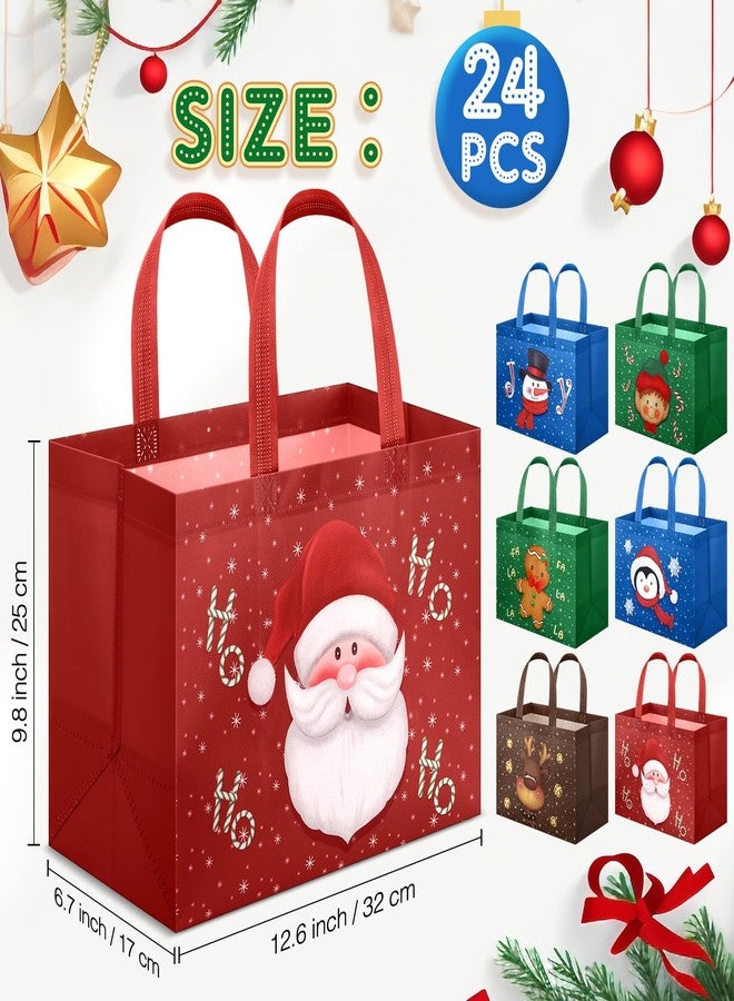 Clysee 24 Pcs Christmas Gift Bags with Handles 12.6 x 9.8 x 6.7 Inch Large Non-Woven Tote Bags Christmas Reusable Treat Bags for Gifts Wrapping Shopping Xmas Holiday Party Favors - Image 2